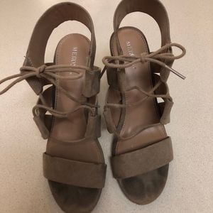 Merona Taupe Sued Tie Up Booties